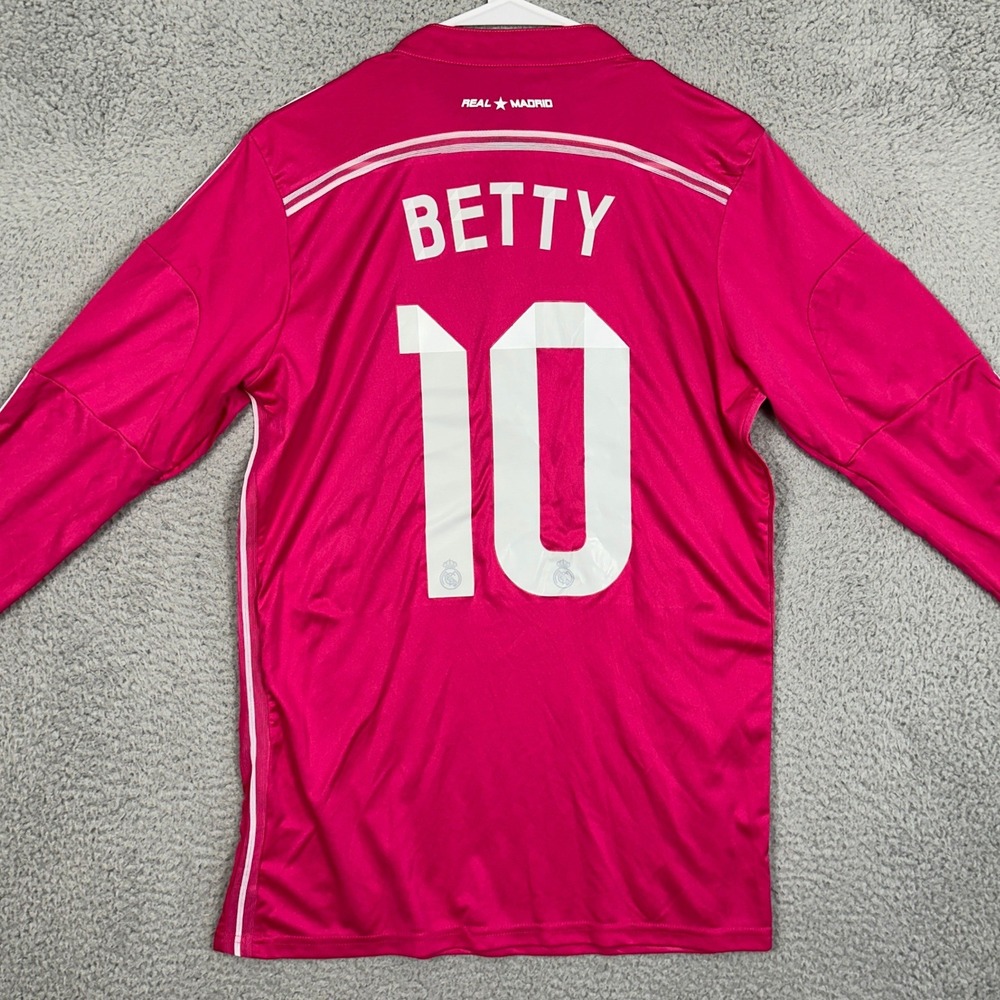 NEW Real Madrid Climacool Mens Small Away Jersey Soccer Pink Long Sleeve Adidas - Picture 2 of 7